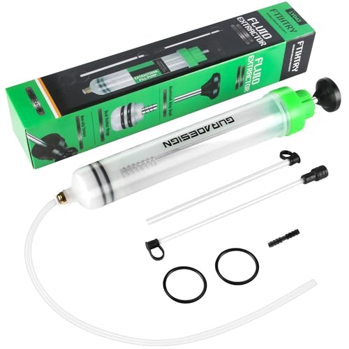 FTIHTRY 200CC Automotive Fluid Extractor Pump with Long Rubber Hose, Fluid Syringe Pump Manual Suction Vacuum Fuel Car Transfer,(7 Oz./0.21 Qt./200 CC)