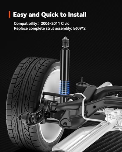 PROEZE Rear Strut Assembly for 2006-2011 Civic, Shock Absorber Rear Replace 5609, 2PCS - size: 06-11 Civic-Rear