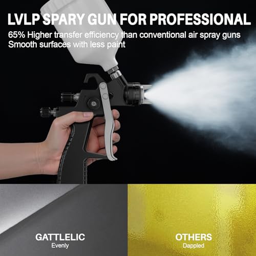 LVLP Air Spray Gun Premium Kit with 1.3/1.5/1.7mm Nozzle & Air Regulator,Automotive Paint Sprayer, for Cars & House DIY Painting Gun(Black) - color: LVLP Black