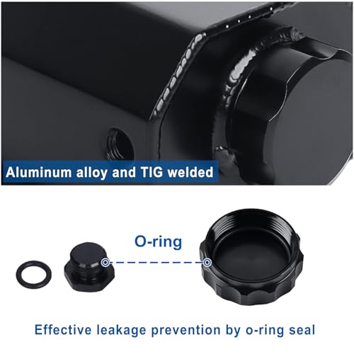 LokoCar Coolant Expansion Reservoir Tank 1L Universal Aluminum Black - color: Black, size: 1 Litre