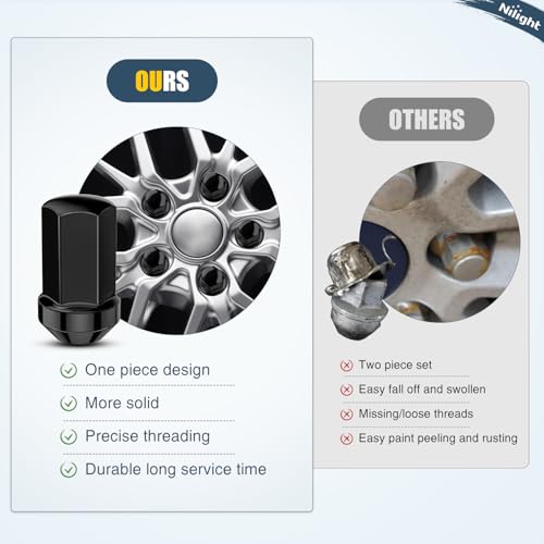 Nilight 24PCS M14x1.5 Lug Nuts One-Piece Compatible with 2012-2024 RAM 1500 - color: Black, size: 24PCS Suburban/Tahoe 1500 2000-2025