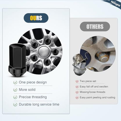 Nilight 24PCS M14x1.5 Lug Nuts One-Piece Compatible with 2012-2024 RAM 1500 - color: Black, size: 24PCS Suburban/Tahoe 1500 2000-2025