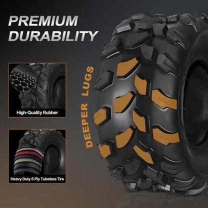 TUFFIOM Set of 2 ATV UTV Tires, 18x7-8, 6PR All-Terrain Mud Tires with Directional Tread, Drainage, Strong Srip and Snow-breaking for Rainy/Snowy Areas, Tubeless Trail Tire - size: 18x7.00-8 (2 pack)