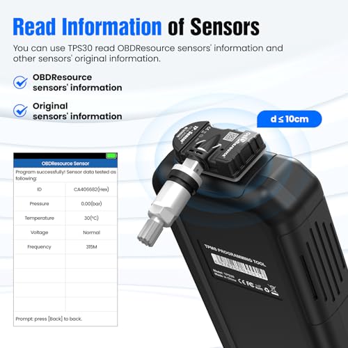 OBDResource TPMS Programming Tool TPS30 TPMS Relearn Tool with 4PCS TPMS TP-Sensors (315+433MHz) Activate Diagnostic All Known TPMS Sensors, Programmable TP-Sensors