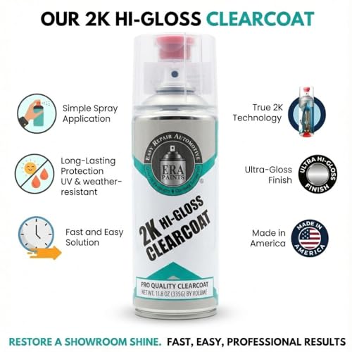 ERA Paints 2K High Gloss Clear Coat Spray/Aerosol Can – Professional Quality & Finish - Easy to Use – Best Value (1 Spray Can w/Can-Gun1) - style: 1 Spray Can w/Can-Gun1