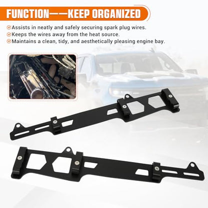 Spark Plug Wire Loom Holders Compatible with Chevy 350 Small Block SBC - color: black