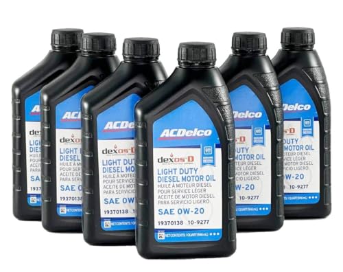 ACDelco GM Original Equipment 10-9277 (19370138) dexosD™ 0W-20 Diesel Motor Oil - 1 qt (Pack of 6) - size: 6 quart (Pack of 6)