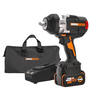WORX Cordless Impact Wrench 20V 1/2" Brushless, WX276L - style: 20V Cordless Brushless High Torque Impact Wrench(Battery Pack & Charger & Carry Bag)