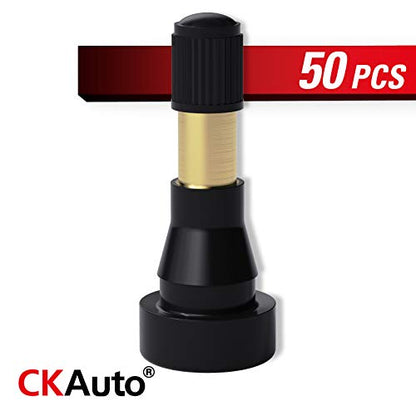 CKAuto TR600HP High Pressure Brass Rubber Snap-in Tire Valve Stem (50pcs/Bag) (Pack of 2) - size: 100 (Pack of 2)