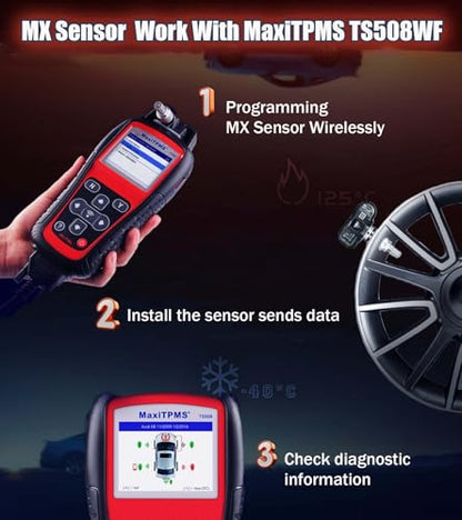 Autel TPMS Sensors Set of 4 Metal Stem MX Sensor 315MHz 433MHz Universal Tire Sensors Work with TPMS Programming Tool TS408S TS501 Pro TS508WF TS601 TS900 MK808TS MK900TS MS906PRO-TS ITS600 ITS600PRO - size: Metal