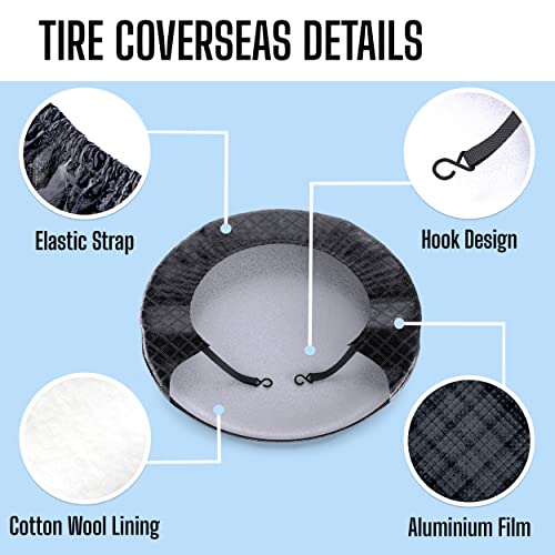 Autotech Park Protective Tire Covers 4 Pack for RVs, Trailers, Campers, SUVs, and Trucks. Oxford Material for Ultimate Protection in All Seasons. Durable Covers for Tires with 19-22 Inches Diameter - size: Tire Diameter 19"-22"