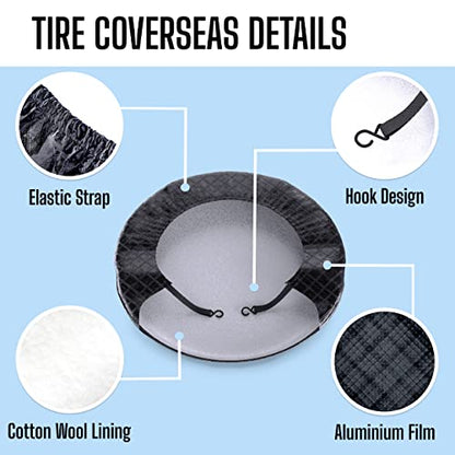 Autotech Park Protective Tire Covers 4 Pack for RVs, Trailers, Campers, SUVs, and Trucks. Oxford Material for Ultimate Protection in All Seasons. Durable Covers for Tires with 19-22 Inches Diameter - size: Tire Diameter 19"-22"
