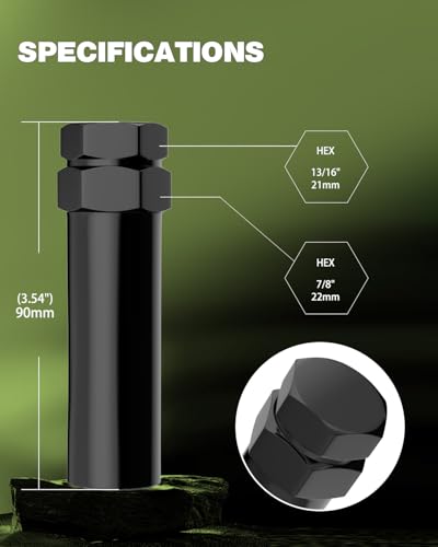 GAsupply 7 Spline Tuner Lug Nuts Key 13/16" (21mm) & 7/8" (22mm) Hex, 1 Pcs - size: 90mm Tall, style: 7 Spline