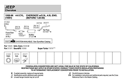 Walker SoundFX 18568 Direct Fit Exhaust Muffler 2.25" Inlet (ID) 2.25" Outlet (ID) for Jeep Cherokee