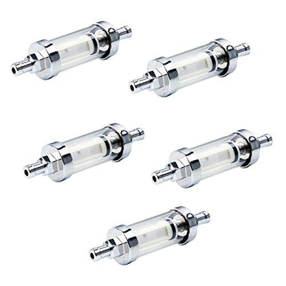 5/16 inch 9747 Inline Fuel Filter With Clear View Glass And Chrome (5) - size: 5 Pack