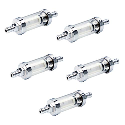 5/16 inch 9747 Inline Fuel Filter With Clear View Glass And Chrome (5) - size: 5 Pack