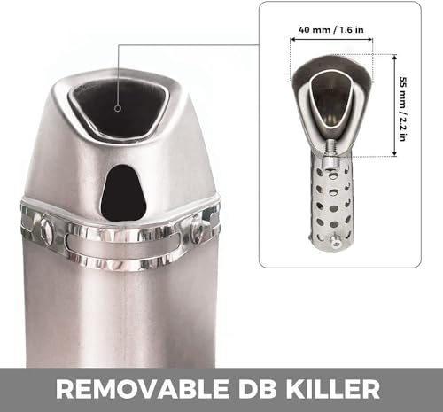 Motorcycle Exhaust Muffler, Titanium, 1.5-2" Inlet