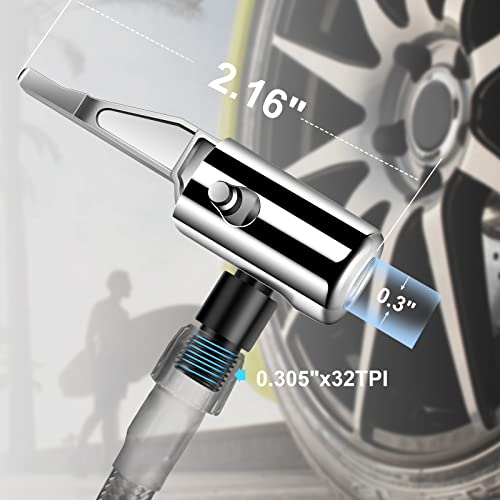 LUMITECO All Metal Lock On Air Chuck Tire Inflator Hose Adapter, Locking Tire Air Chuck with Standard Tire Valve Thread, No Air Leakage Tire Inflating Hose End for Portable Tire Pump/Air Compressor - size: Black Thread