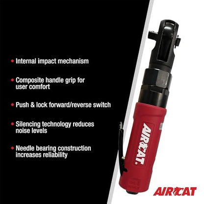 AIRCAT 812-RW 3/8" Impacting Ratchet Wrench, 80 ft-lb Max Torque, 350 RPM