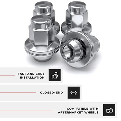 White Knight M14 x 1.50 Thread Lug Nut for Toyota Land Cruiser/Sequoia/Tundra, Lexus LX570 / LX470, Solid Piece Chrome Factory Style Duplex Long Mag with Washer, 5309DL-4AM (4 Pack) - color: Chrome, style: 4 Pack