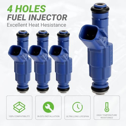 Fuel Injectors FJ930 Set of 4 Compatible with Ford Escape Focus Mercury Mariner L4 2.3L 2005 2006 2007 2008# Replace 3M6Z9F593BA 0280156162 3M6G-BA CM-5086 CM5086 - size: 930