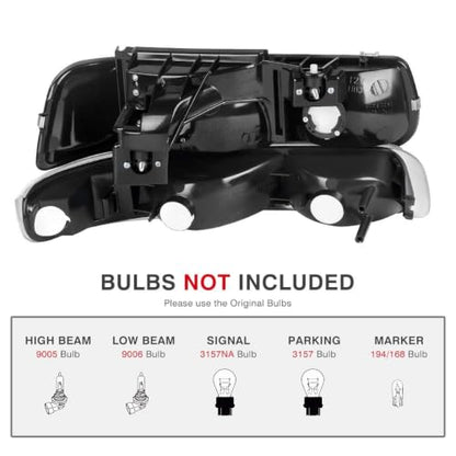 AUTOSAVER88 Headlight Assembly Compatible with 1999-2002 Chevy Silverado - color: OE - Black/Amber/Clear