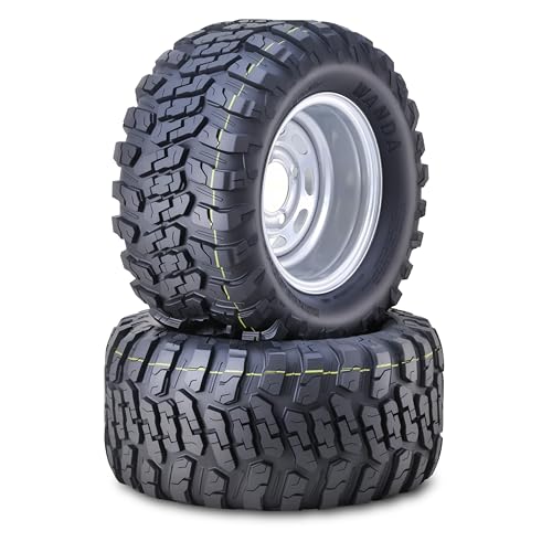 WANDA AT Style Golf Cart Tire wheel 20X10-10 w 4X4" ET-15.5 Silver Rim-PK2 - color: Silver, size: 22X10-10