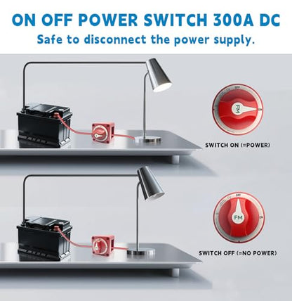 300A 12V 48V Battery Disconnect Switch Waterproof Battery ON Off Heavy Duty Shut Off Switch Ignition Protected Power Kill Switch for Boat Marine Car RV Truck - color: 300A ON/OFF Single Circuit