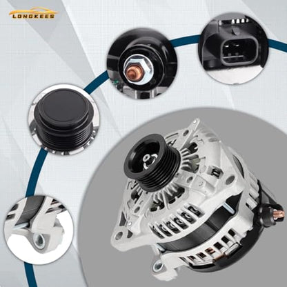 12V 130A Alternator, FIT 2011-2013 Honda Odyssey, FIT 2012-2015 Pilot, FIT 2012-2014 Ridgeline 3.5L V6, 6-Groove Pulley, Replaces OE# 31100-RV0-A01, 104210-1240, 11573