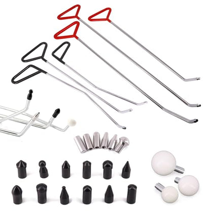 Dent Repair Tools 6 Pieces of Dent Removal Rods with Awl Head Paintless Dent Removal Kit Car Auto Body Dent Removal of Hail Dents and Door Ding (6 PCS Rod 21 PCS Pen) - style: 6PCS