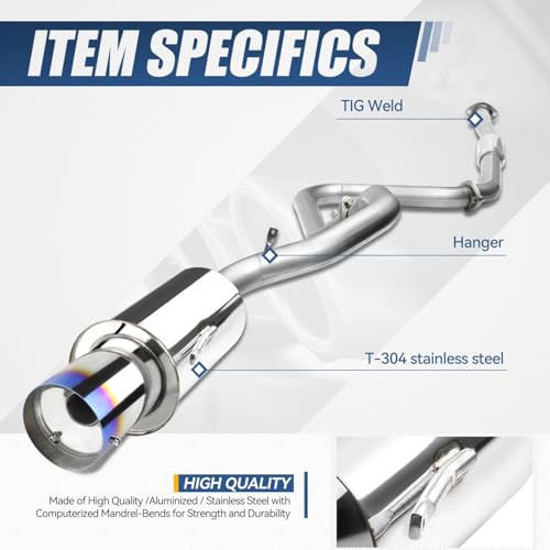 Auto Dynasty 4" Burnt Catback Exhaust System For 00-05 Mitsubishi Eclipse - color: Burnt Tip