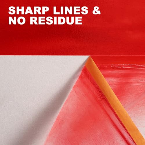 Pre-Taped Masking Film for Painting 94 Inch x 65 Feet 6 Rolls - size: 94in x 50Ft