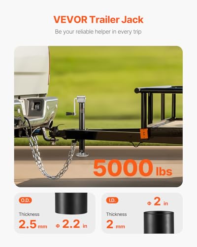 VEVOR 5000 lbs A-Frame Trailer Jack, 15" Vertical Travel, Adjustable Drop Leg, for Horse, Utility, Yacht Trailers - size: 5000 lbs (15 inch Stroke)