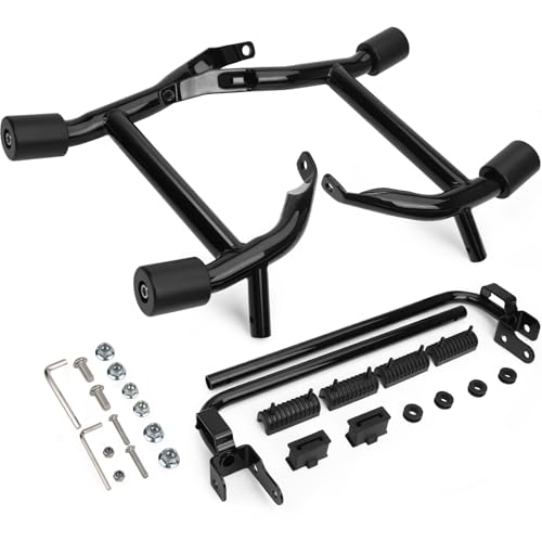 2023-2026 Street Glide Road Glide Saddlebag Guard Crash Bar Compatible with Harley Davidson Touring FLTRX FLTRXL FLHX FLHXU FLHXL FLTRXSE FLHXSE FLTRXSTSE Black Tip-Over Bar with Support Rails - size: 2023-2026 With Rails