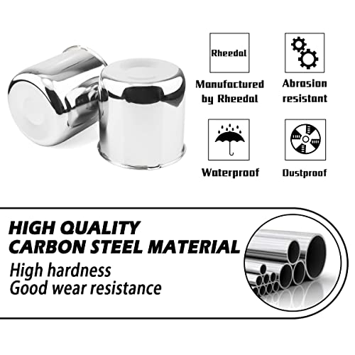 2Pcs 4.88" OD 4.76" H Push Through Trailer Wheel Center Cap for Rim - color: Chrome, size: 4.88" OD 4.76" H