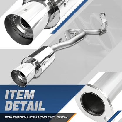 Auto Dynasty 4 Inches Round Muffler Tip Catback Exhaust System Compatible with Mitsubishi Eclipse 2.4L l4 00-05 - color: Round Tip