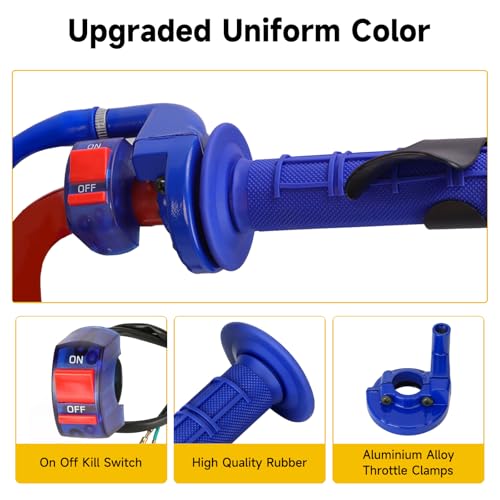 HIAORS 7/8" Mini Bike Throttle Cable Handle Grips Assembly Kit Compatible with Coleman CT200U BT200X CC100X Predator 212cc Baja Warrior MB200 MB165 Motovox CRF50 SSR Apollo Pit Dirt Bike Parts (Blue) - color: Blue