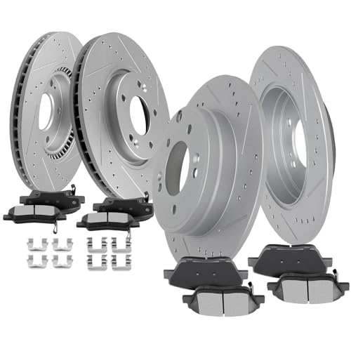 Brake and Rotors Kits,SCITOO 4pcs Brake Rotors & 8pcs Ceramic Brake Pads - size: 31427+D1444 & 31424+D1445 [4+8PCS]