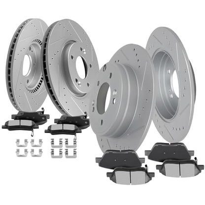 Brake and Rotors Kits,SCITOO 4pcs Brake Rotors & 8pcs Ceramic Brake Pads - size: 31427+D1444 & 31424+D1445 [4+8PCS]