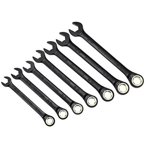 STARWORK TRUE MECHANIC™ 7-Piece 2-in-1 Ratcheting Wrench Set with Rolling Pouch, 120-Tooth, SAE&Metric - size: 7-Piece 120-Tooth
