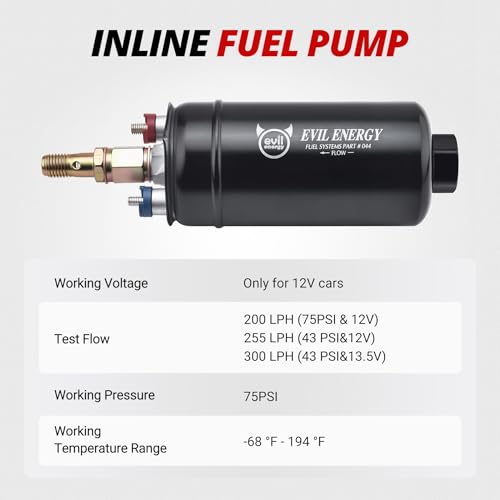 EVIL ENERGY 58 PSI Fuel Filter Regulator with External High Flow 300LPH Electric Inline Fuel Pump Compatible with LS Swap EFI Conversions (Fits 4.8L/5.3L/6.0L V8)