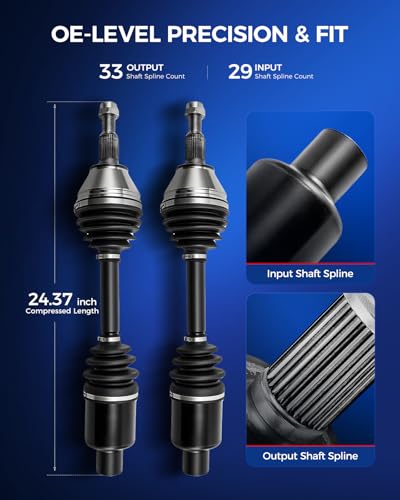 KAX CV Axle Front Driver and Passenger Side 663740 66-3740 for Ram 1500 - size: Front - 66-3740