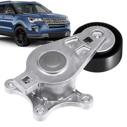 Belt Tensioner and Pulley Assembly Fit For Ford Edge 07-18,Explorer 11-19,Fusion 10-12,Fit for Mazda CX-9 08-15 Fit for Lincoln MKS MKZ MKT 3.5L 3.7L V6 Replace# BT4E6B209CC,7T4E6B209EC - size: BT4E6B209CC