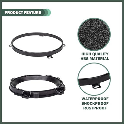7 Inch Round Headlight Mounting Retaining Bracket Ring with Headlight Metal Ring Fit for 1997-2006 Jeep Wrangler TJ, 1 Pair, Left & Right, Black - color: TJ, Kit