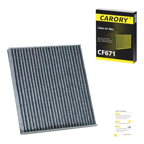 Cabin Air Filter w/Activated Carbon for RAM 1500 (2016–2025), 2500, 3500, Jeep Wagoneer (2022–2025), Grand Wagoneer, Mazda 6, CX-7, OE# EG21-61-P11, 68318365AA, CF11671, CF671 - size: 7.7" x 8.5" x 1"