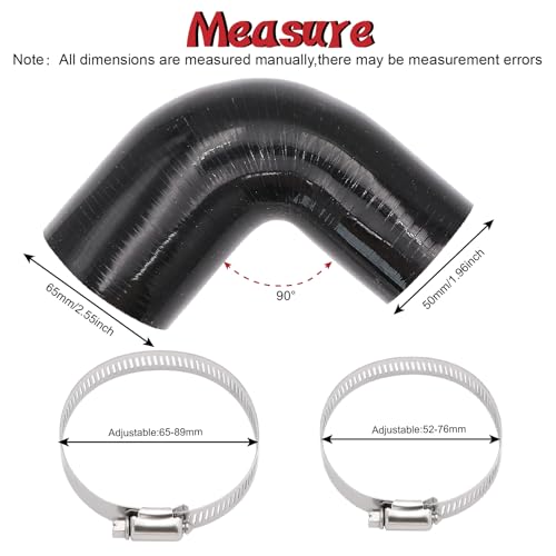 90 Degree Elbow ID 2 to 2.5 inch Silicone Reducer Coupler Hose - size: ID 2-2.5"