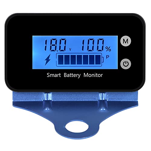 IPX7 Waterproof 7-100V Monitor with Bracket Buzzer Alarm &Temperature - color: Blue