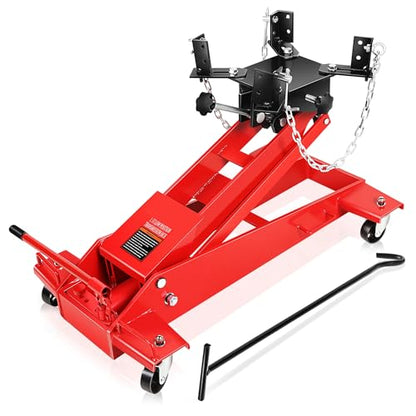 Auto Dynasty Universal Garage Low Profile Hydraulic Transmission Jack, 1.5 Ton (3306 lbs) Capacity, Lifting Range 9.1" (Min) to 36.6" (Max), Alloy Steel