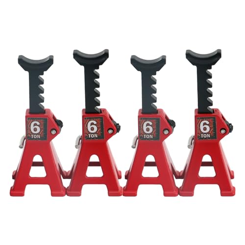4 Pack Adjustable Mini Jack Stands Compatible with 1/18 1/24 Traxxas TRX4M Axial SCX24 AX24 FMS FCX24, Height Range 4-34mm, Ideal for RC Crawler Car Maintenance Accessories(Red) - color: Red