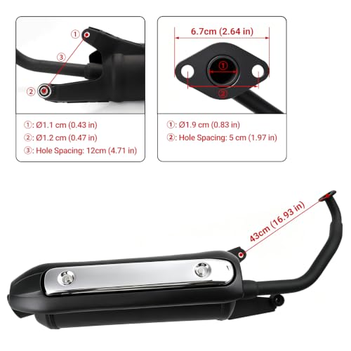 Minho Muffler Exhaust Header Tail Pipe Fits for Gy6 125cc 150cc TaoTao Vitacci Spark Zoom 150 Gas Engine Scooters Ideal for Moped Gator 150 f2 Riders